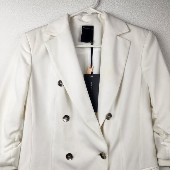 Marc Ellis Blazer White/Cream Size 42 Italian Size 6 Ruched Sleeves NWT - Picture 2 of 12